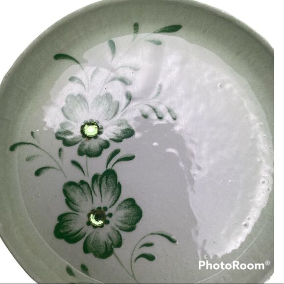 Creazioni Originali Rare Green Flowers Porcelain Ashtray Made in Italy- Signed - Picture 2 of 4